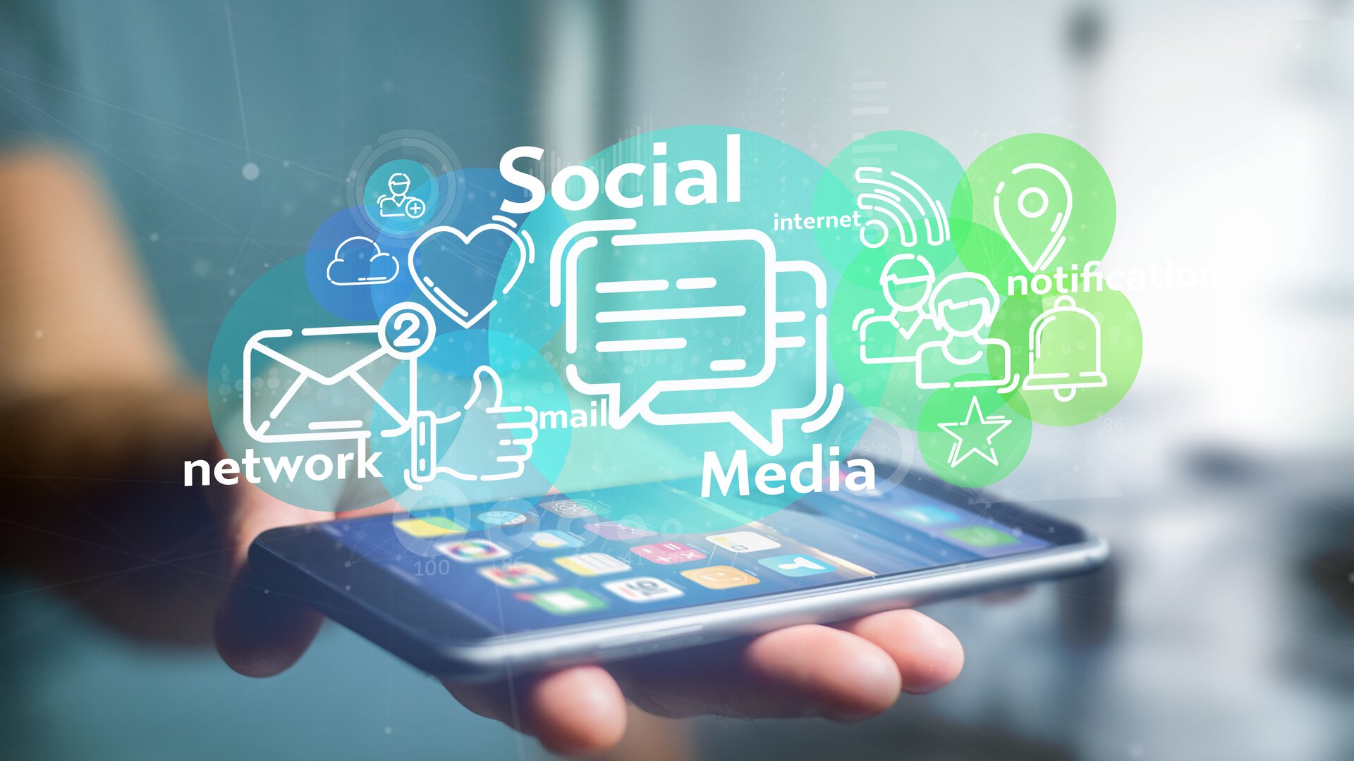 Businessman holding a cloud of social media network icon | © Â©PRODUCTION PERIG