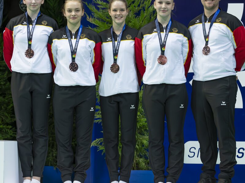 European Championship Trampoline 2024 - Team Final Junior Girls on 03.04.2024 in GuimarÃ£es (PavilhÃ£o MULTIUSOS DE GUIMARÃES) | © Â© 2024